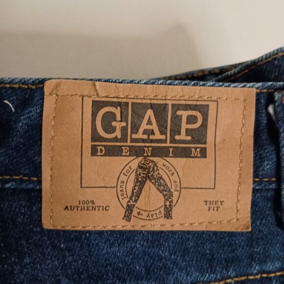 Gap Y2K Vintage High Rise Baggy Dark Blue Denim Jeans Juniors Size 9/10 - Picture 4 of 14